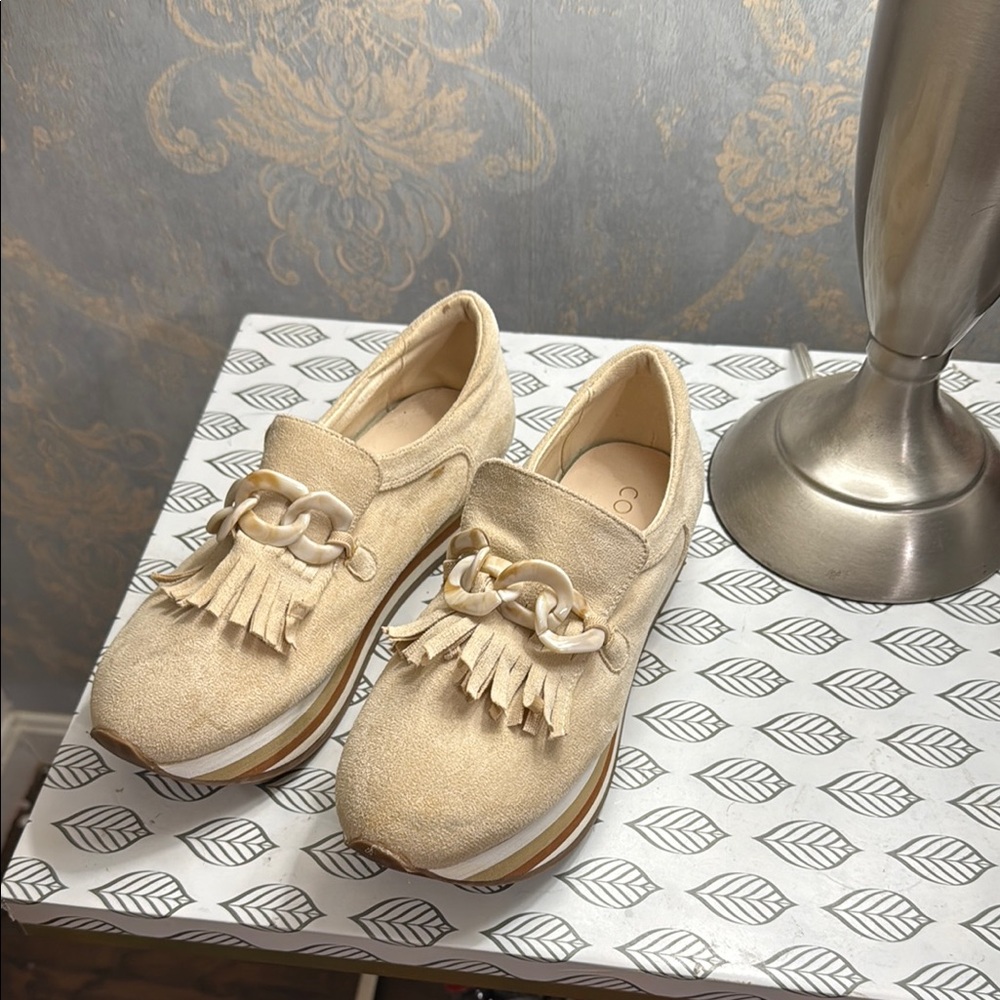 Coconuts by Matisse Cream Suede Loafers with Fringe